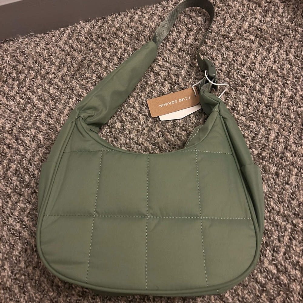 Olive Green Quilted Shoulder Bag